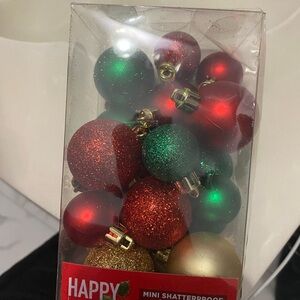 Happy Holidays Mini Shatterproof Ornaments - Red, Green, Gold